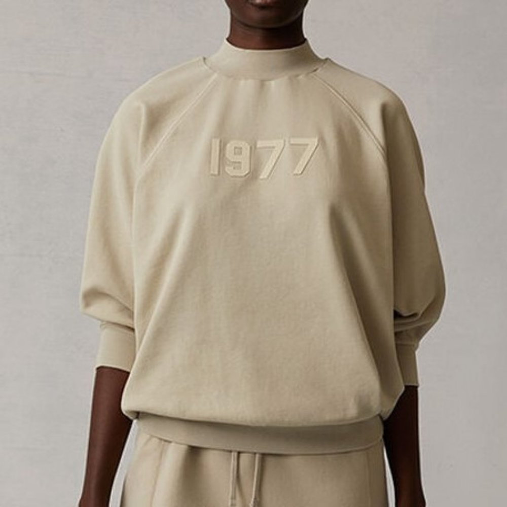 Fear of God Essentials 1977 Mock Neck Sweatshirt in Oatmeal